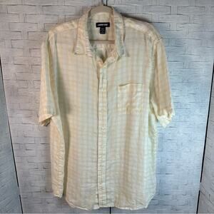 Lands'End Mens line classic button down short sleeve shirt plaid breathable tall